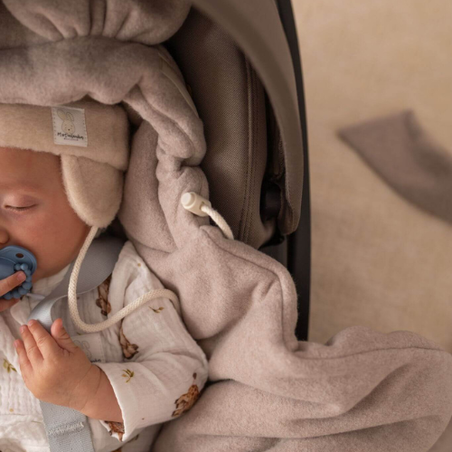 Baby in a winter car seat blanket 