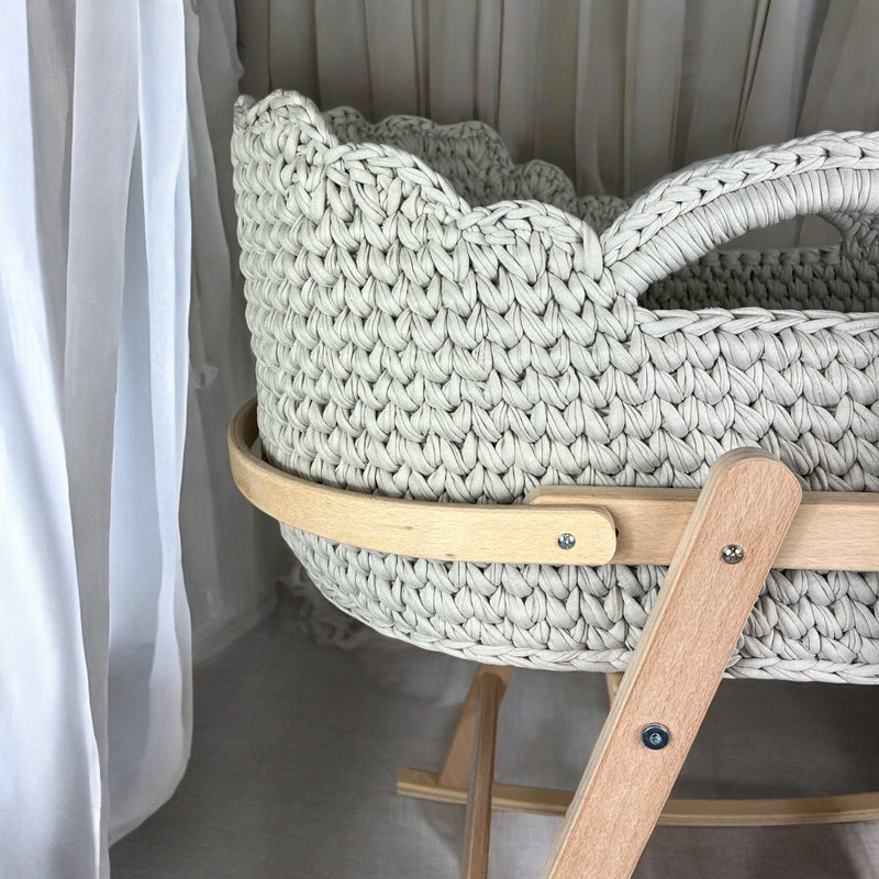 Handmade Crochet Moses Basket & Changing Basket Sets – 100% Cotton T-Shirt Yarn
