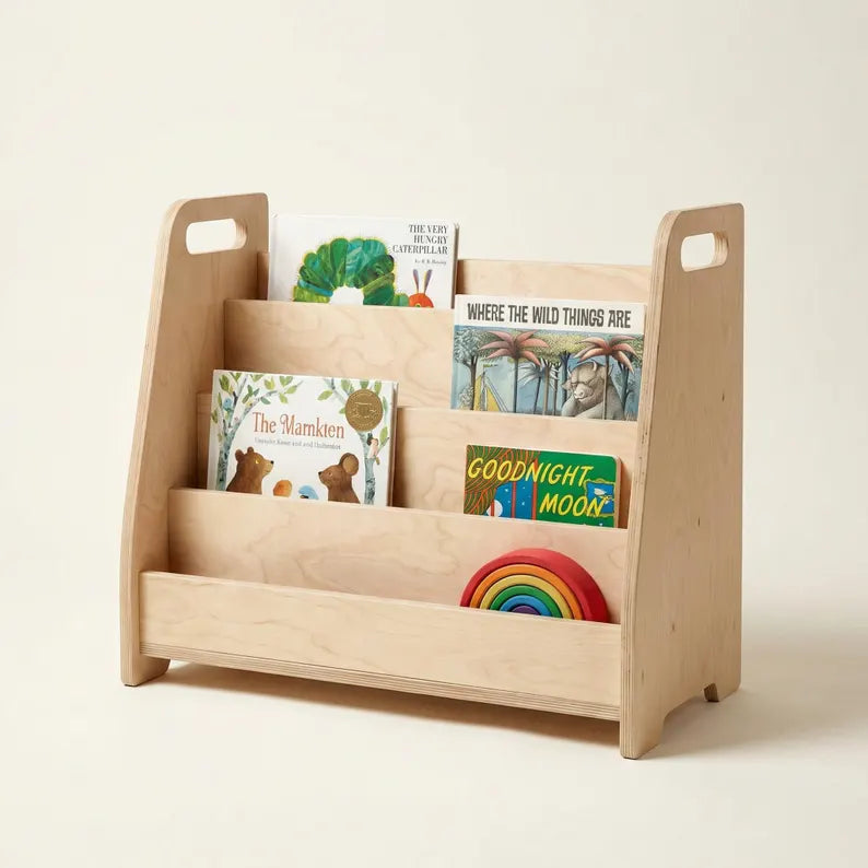 Kids Wooden Book Displays & Montessori Bookshelves