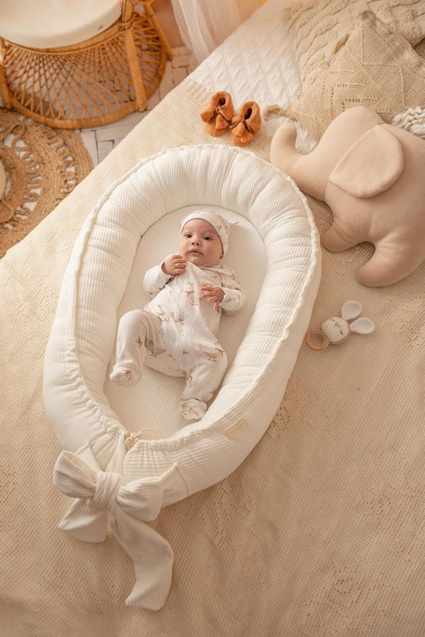 Handmade Soft Corduroy Velour Baby Nest - Cream
