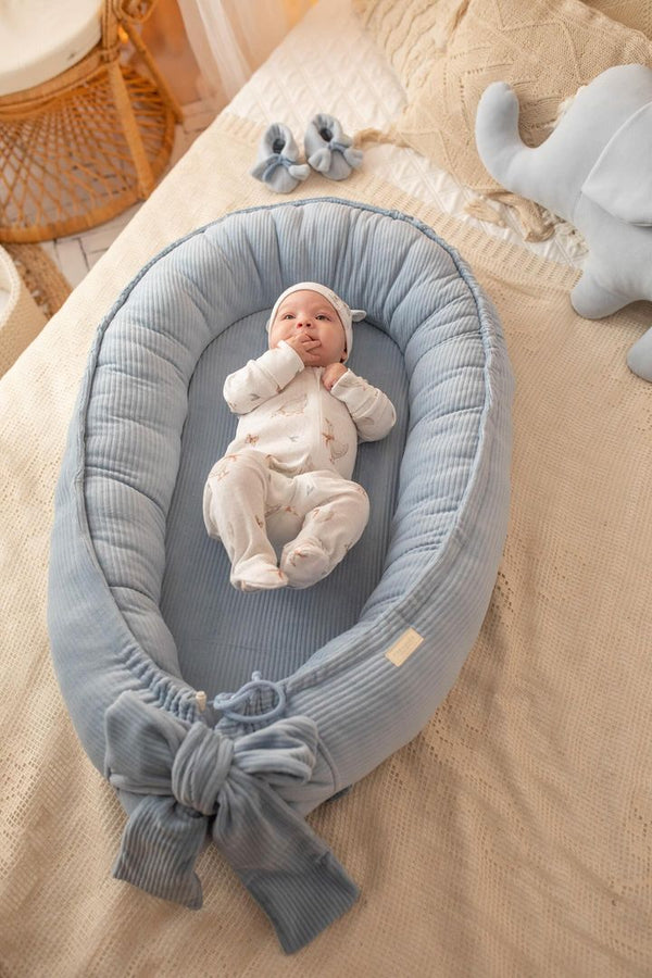 Handmade Soft Corduroy Velour Baby Nest - Blue