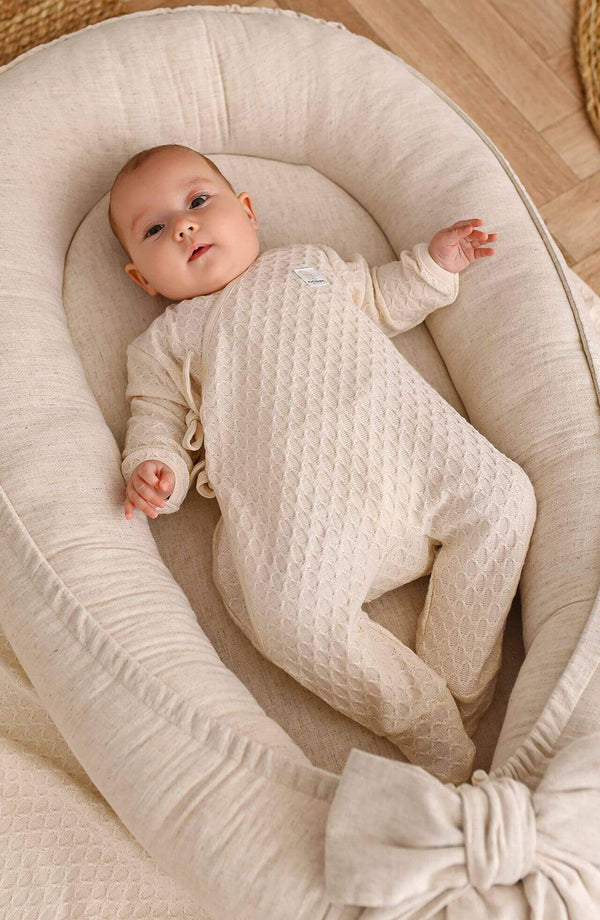 Baby Wrap Sleepsuit – Natural Rhombus (0-12m)