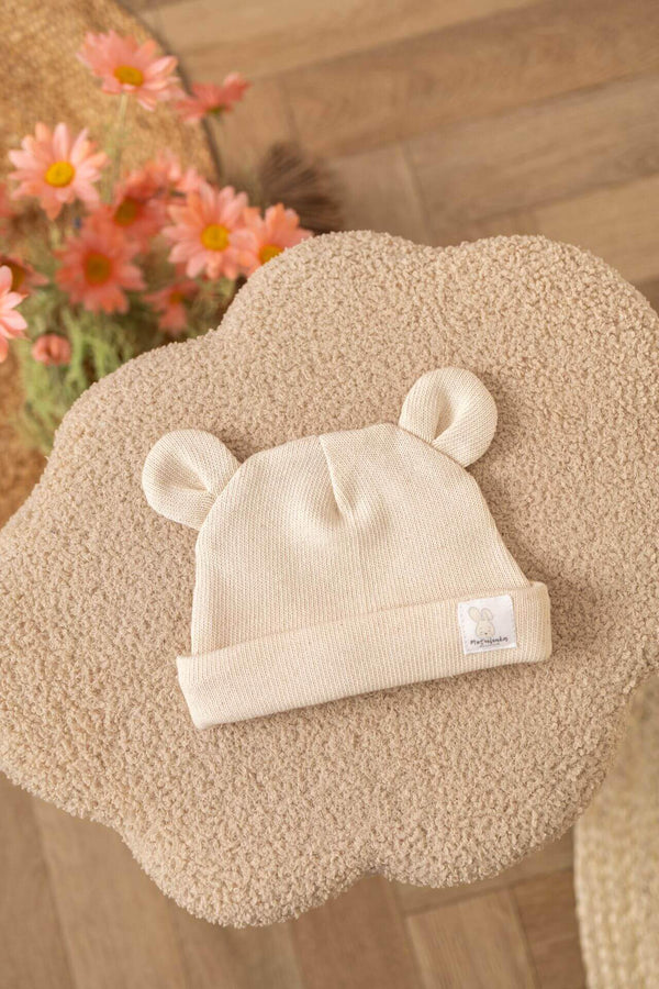 Knitted Baby Hat with Ears – Natural