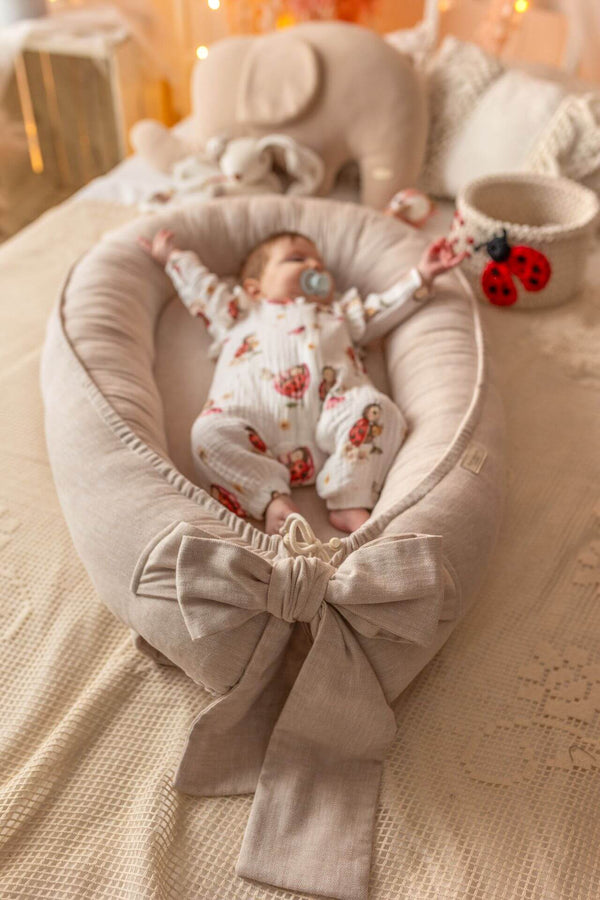 Handmade Baby Nest - Premium Herringbone Linen & Muslin