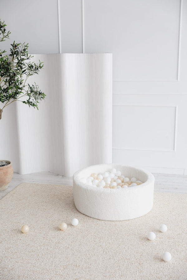 Premium Plush Play Ball Pit - Ecru