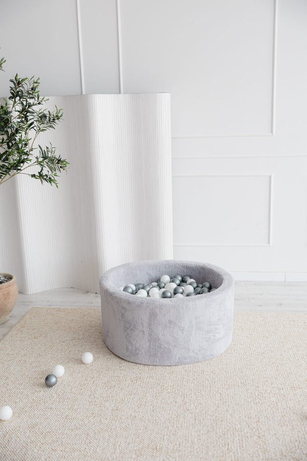 Premium Plush Play Ball Pit - Light Grey