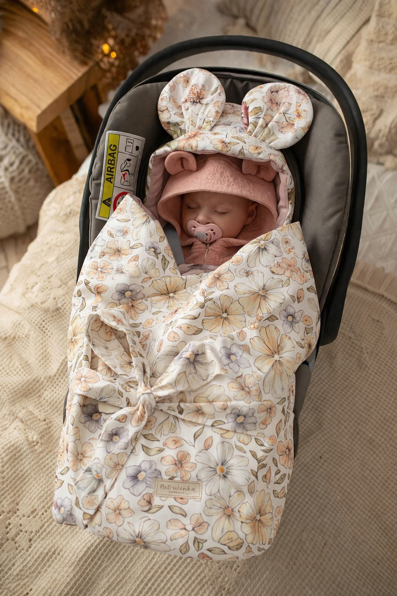 Car Seat Blanket - Velvet & Cotton - The Flower Garden