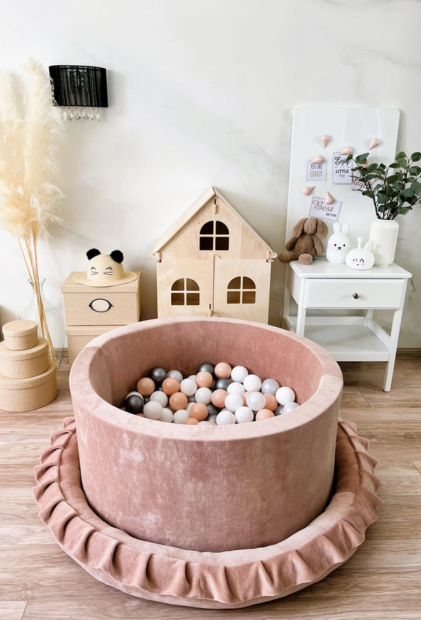 Premium Velvet Play Ball Pit - Beige
