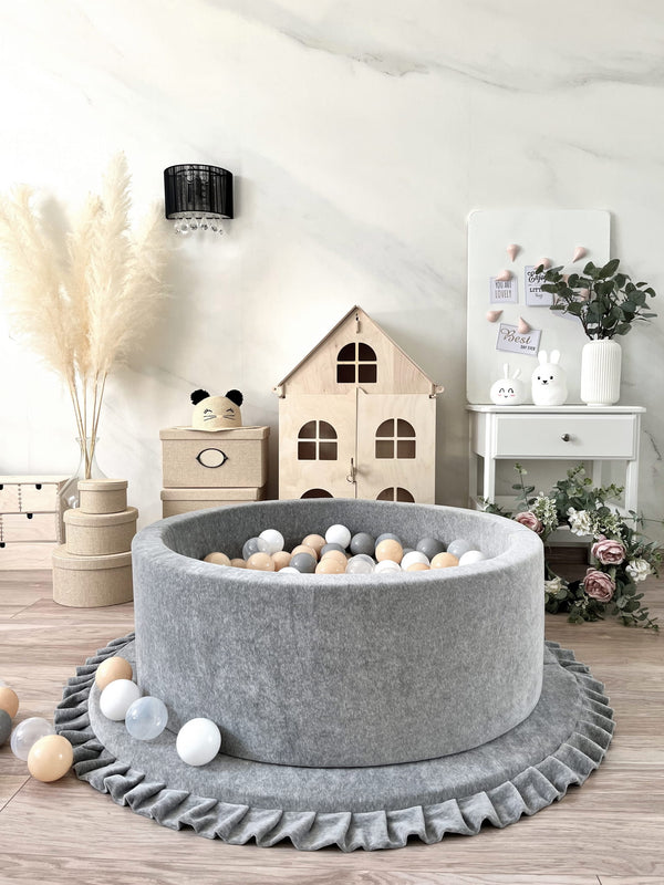 Premium Velvet Play Ball Pit - Grey