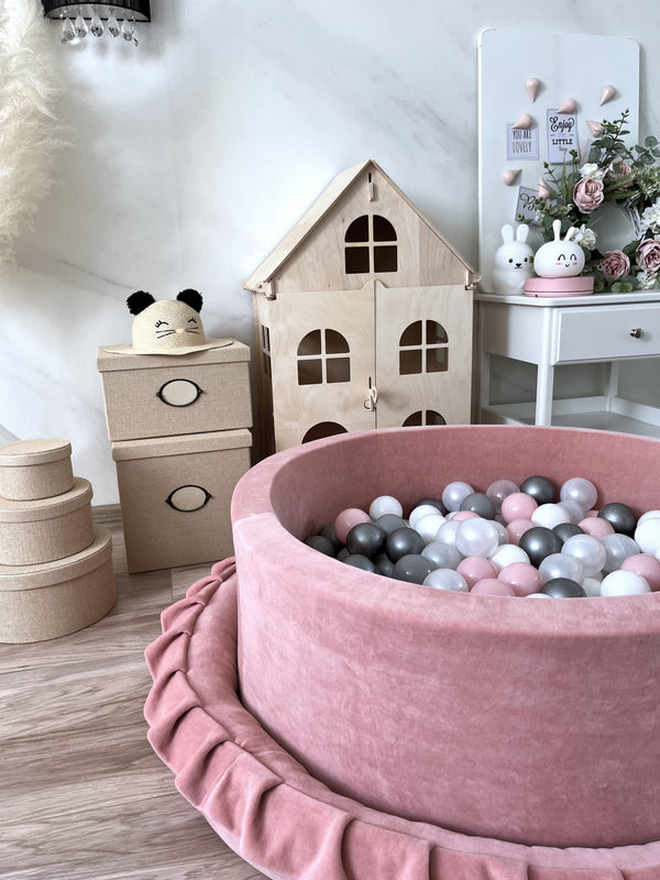 Premium Velvet Play Ball Pit - Pink
