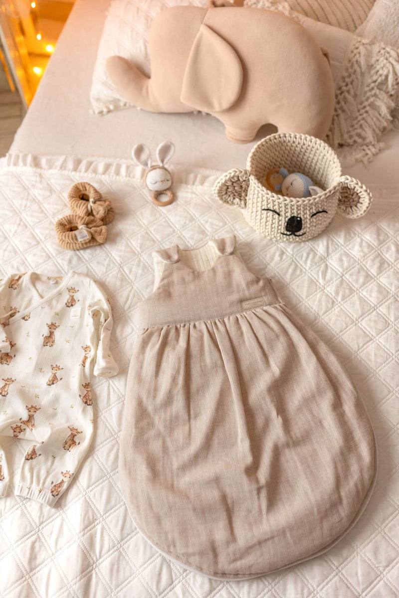 Herringbone Linen & Muslin Baby Sleeping Bag - 1.5 TOG (0-6 months)
