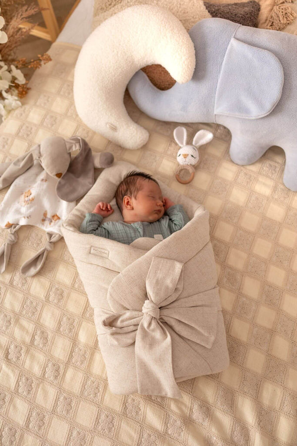 Soft Linen Newborn Baby Swaddle Blanket - Natural