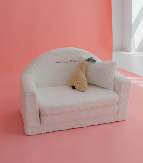 Personalised Soft Bouclé Children Sofa – Cream - MADE TO ORDER