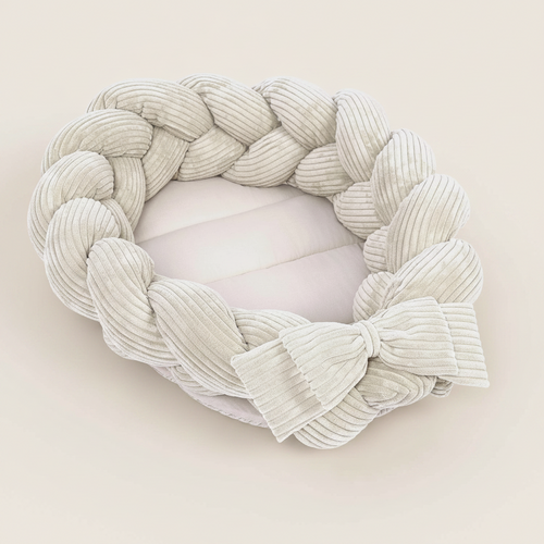Baby Play Mat Nest with Braided Edge - Vanilla