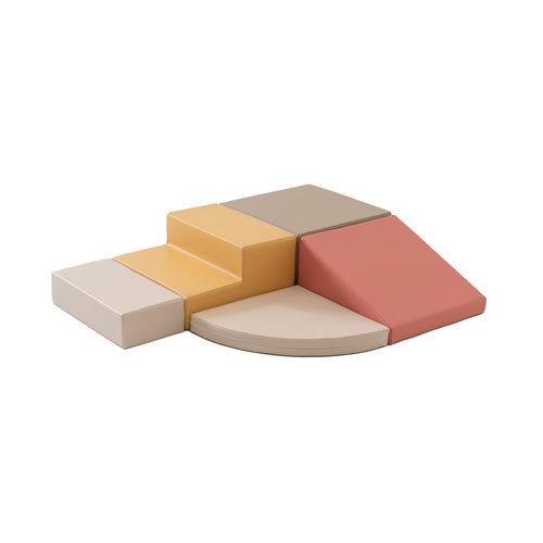 Soft Play Foam Block Set – 5 Piece Corner Climber – Pastel Pink