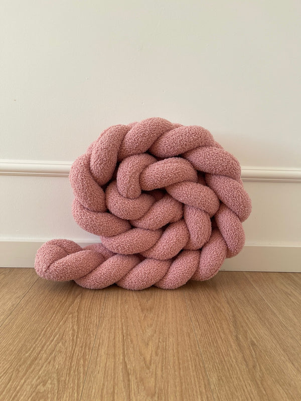 Bouclé Cot Bumper - Braided - Dusty Pink | PRE-ORDER
