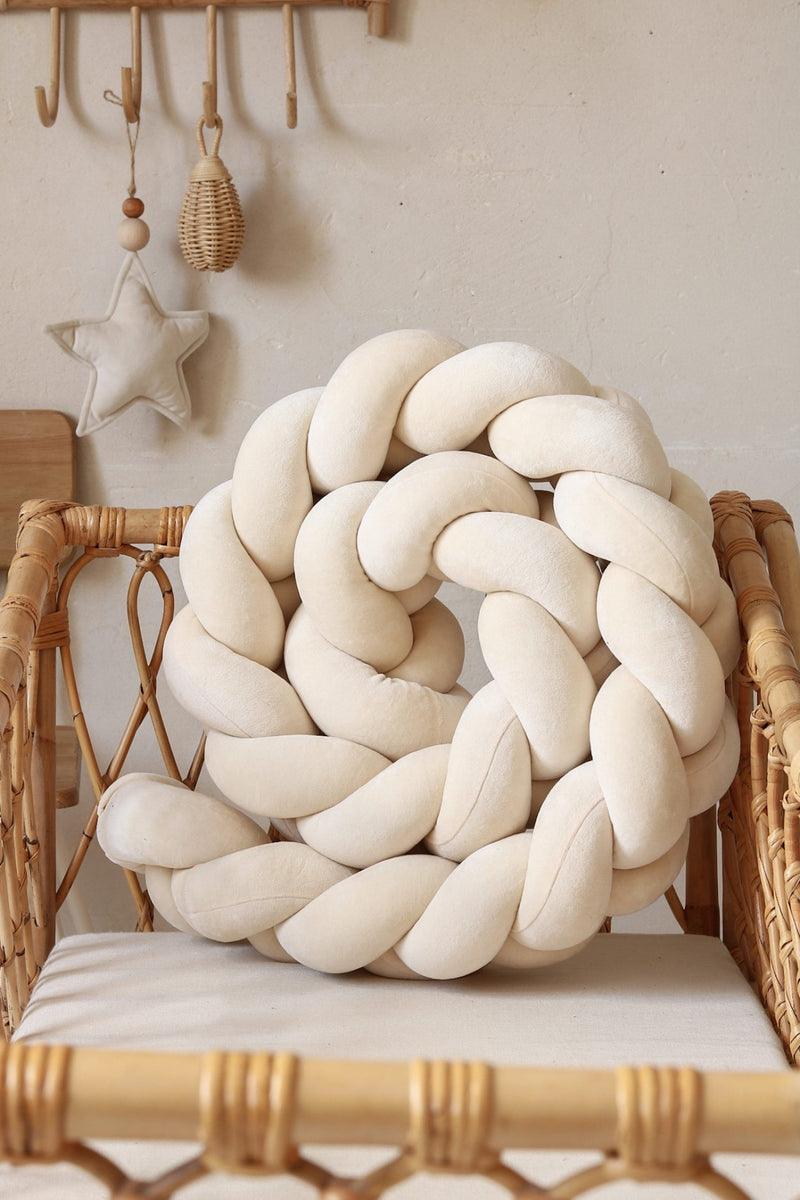 Classic Velour Braided Bed Cushion - Cream - 300cm | Sample & Outlet Sale