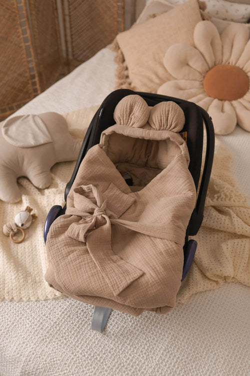 Muslin Cotton Car Seat Blanket – Beige