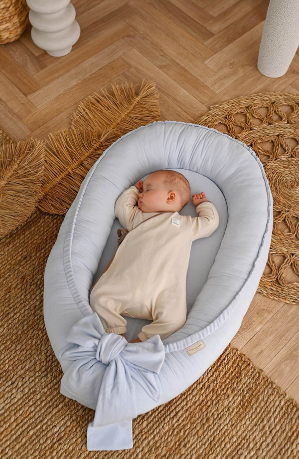Soft Linen Handmade Baby Nest - Baby Blue