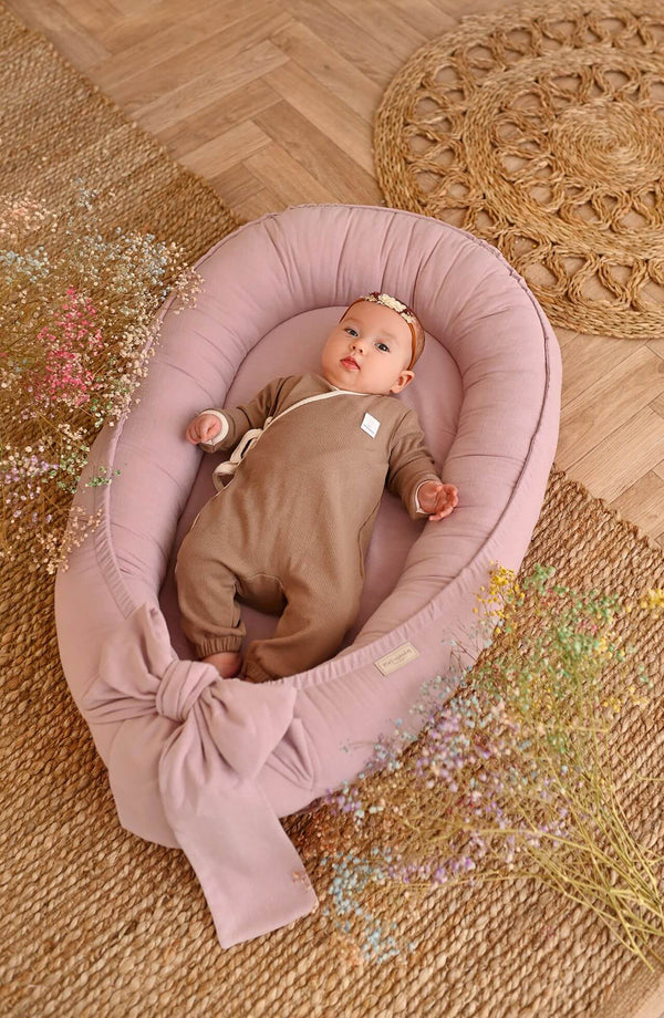 Soft Linen Handmade Baby Nest - Old Rose