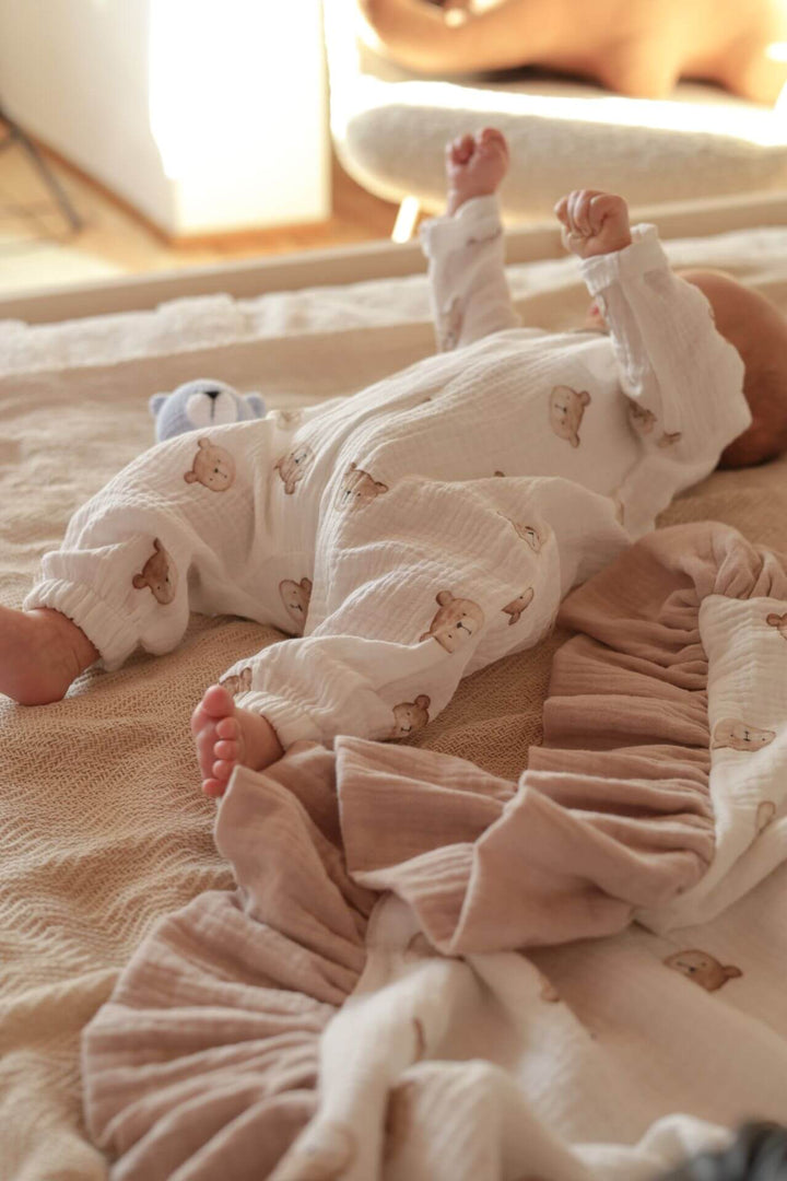 Baby Rampers Baby Muslin Zip-Up Romper | Bears | 100% Cotton | The Baby Den