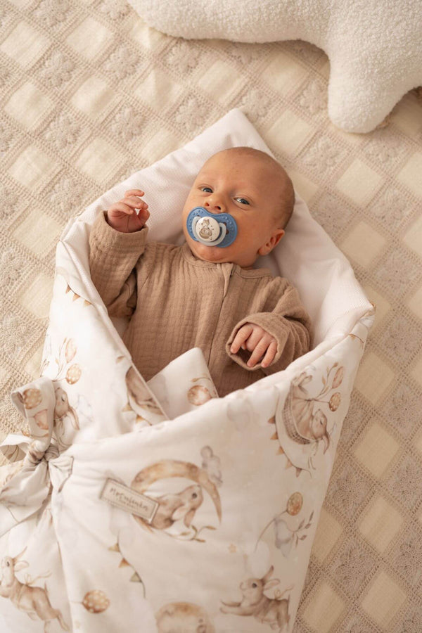 Newborn Baby Swaddle Blanket - Fly Me to the Moon with Cream Velvet