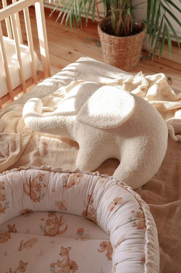 Decorative handmade cushion Elephant - Bouclé Cream