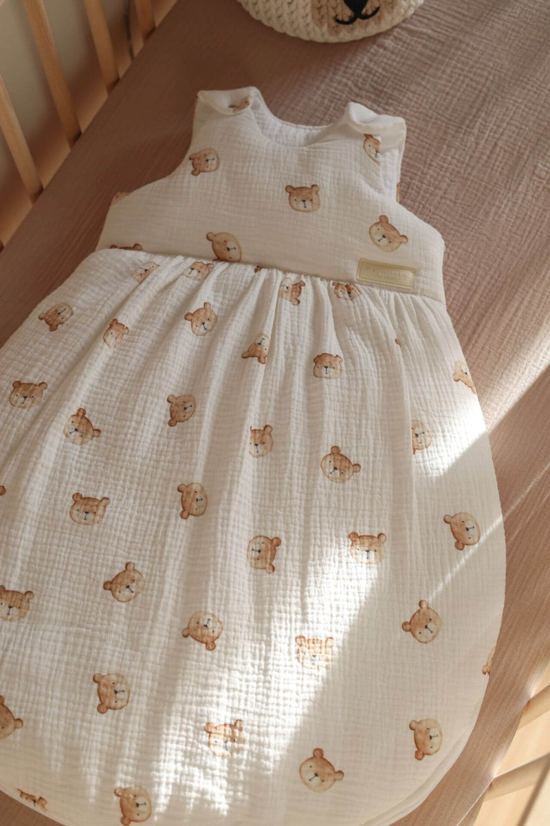 Handmade Muslin Baby Sleeping Bag - Bears - 1.5 Tog