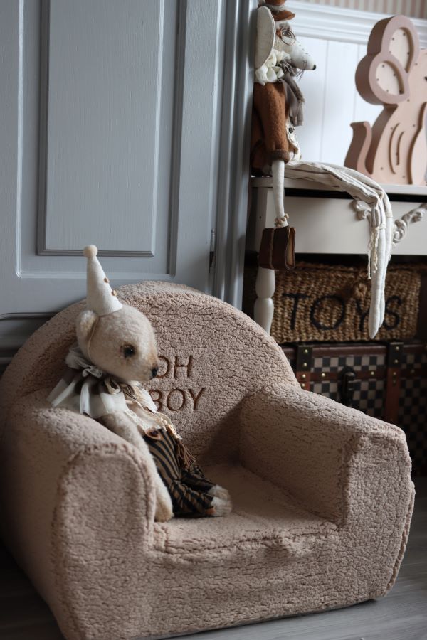 Soft Bouclé Personalised Toddler Chair – Beige - MADE TO ORDER