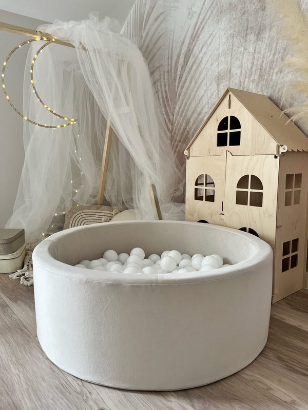 Trinity Velvet Play Ball Pit - Light Cream