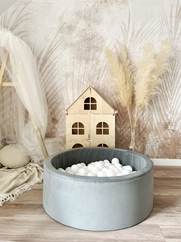 Trinity Velvet Play Ball Pit - Grey