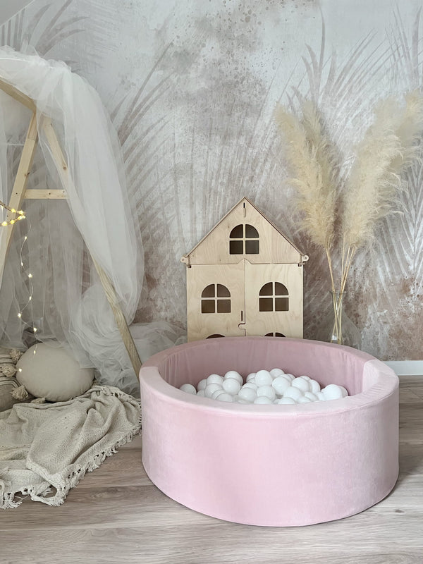 Trinity Velvet Play Ball Pit - Powder Pink