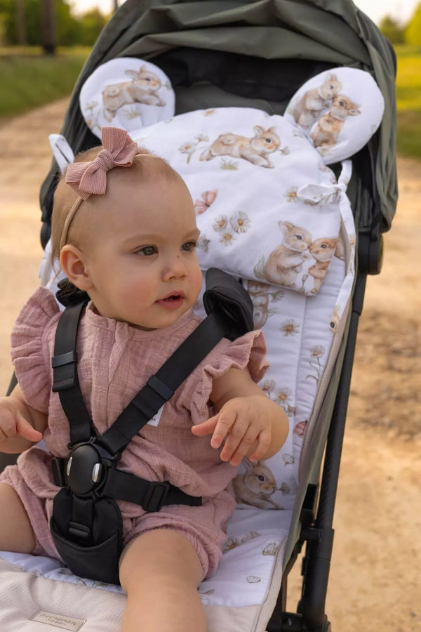 Universal Stroller Liner & Pillow Set - Bunnies in Daisies
