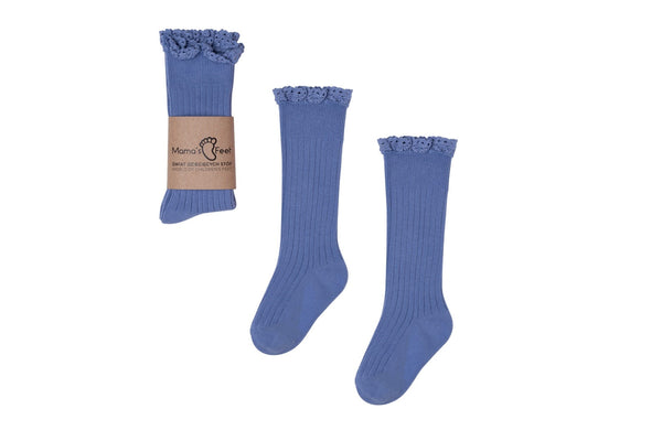 Mama's Feet Girl's Knee-High Socks Mono Baby - Blue