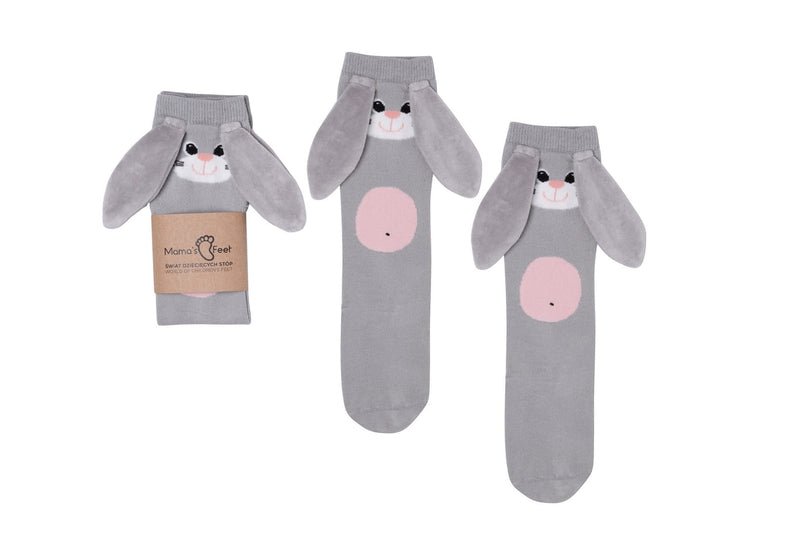 Mama's Feet Children's Knee-High Animal Socks with ears - Rabbit