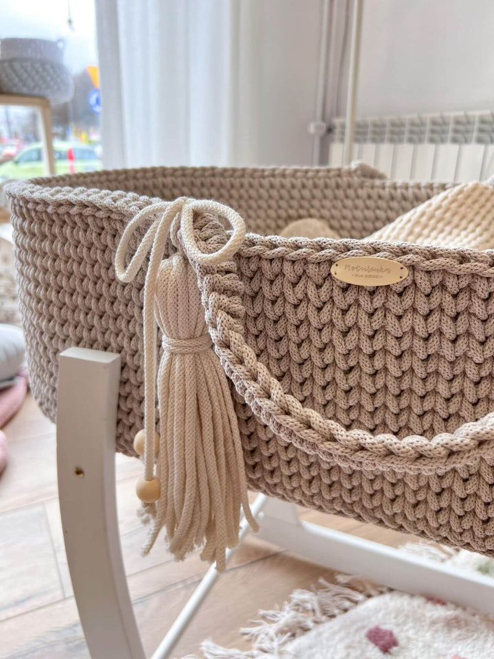 Handmade Crochet Moses Basket: 100% Cotton Comfort for Newborns