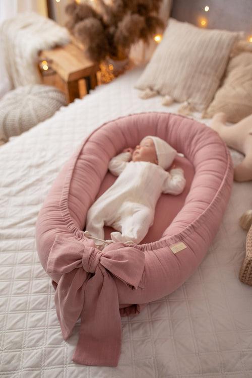 Soft Linen Handmade Baby Nest - Magnolia Pink