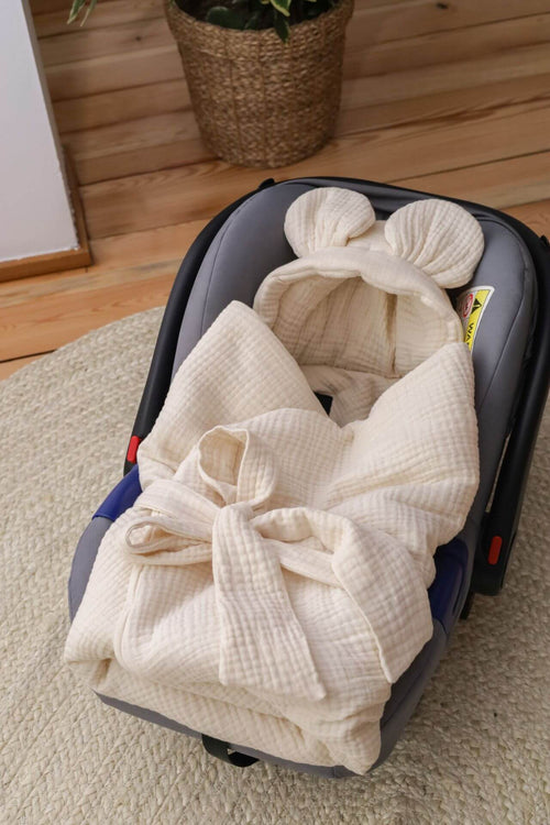 Organic Muslin Cotton Car Seat Blanket – Vanilla